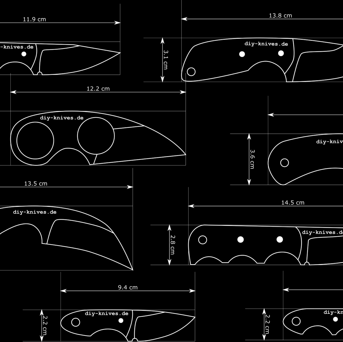 10 Neck-Knife Vorlagen PDF & DXF
