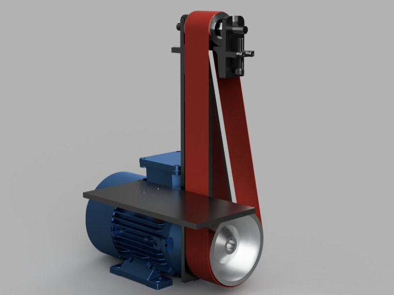 3d-CAD Bandschleifmaschine mit 2 Rollen für 50x1000mm Bänder